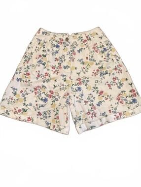 Vintage Floral Print High-Waisted Shorts